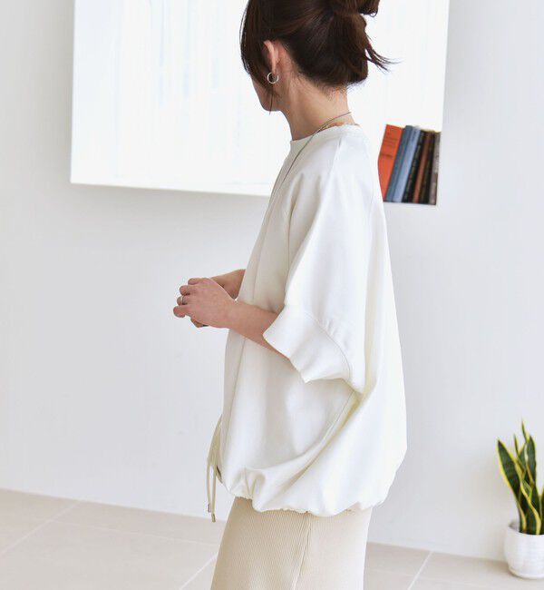 quaranciel「《一部追加予約》quaranciel:〈洗濯機可能〉ライト ポンチ ハーフスリーブ ドロスト ルーズ TEE」|Tシャツ・カットソー|