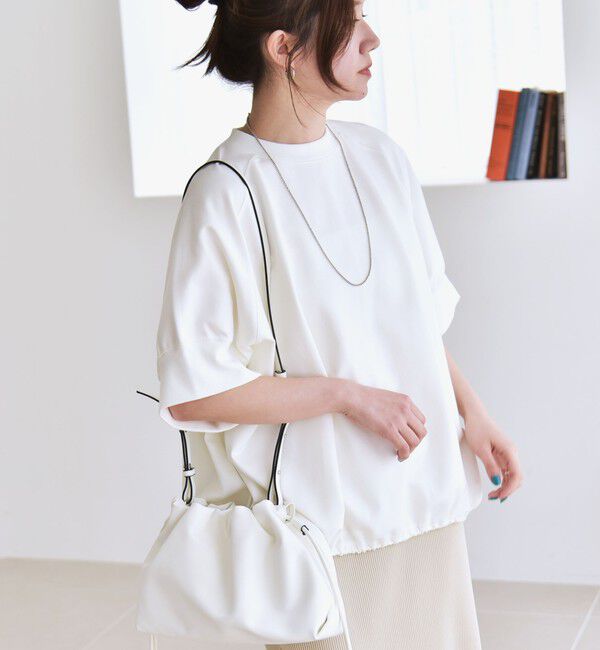 quaranciel「《一部追加予約》quaranciel:〈洗濯機可能〉ライト ポンチ ハーフスリーブ ドロスト ルーズ TEE」|Tシャツ・カットソー|