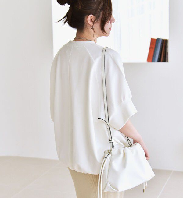 quaranciel「《一部追加予約》quaranciel:〈洗濯機可能〉ライト ポンチ ハーフスリーブ ドロスト ルーズ TEE」|Tシャツ・カットソー|