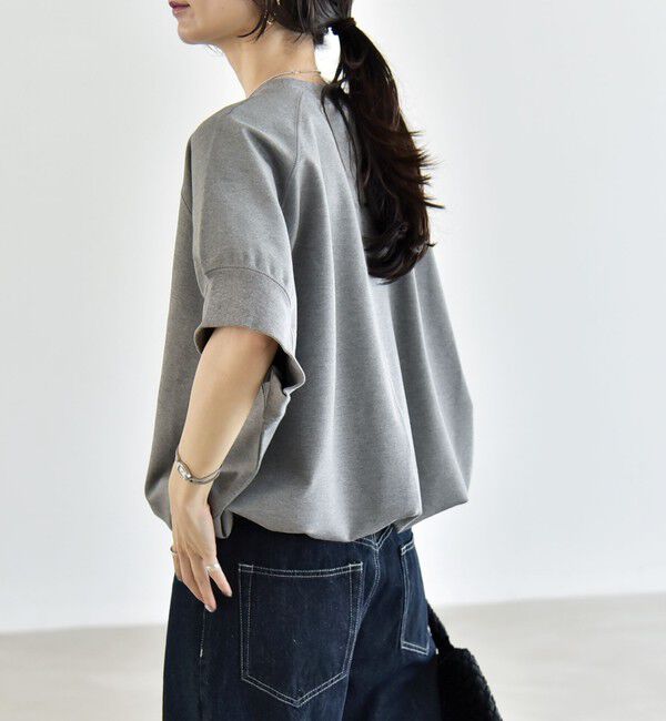 quaranciel「《一部追加予約》quaranciel:〈洗濯機可能〉ライト ポンチ ハーフスリーブ ドロスト ルーズ TEE」|Tシャツ・カットソー|