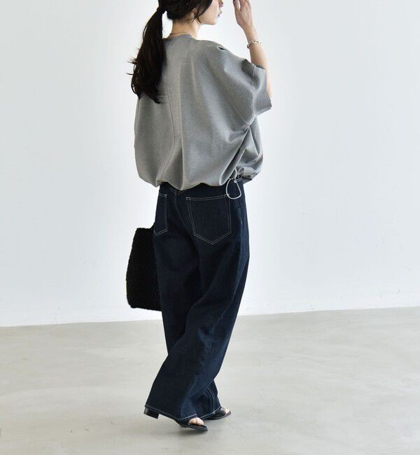 quaranciel「《一部追加予約》quaranciel:〈洗濯機可能〉ライト ポンチ ハーフスリーブ ドロスト ルーズ TEE」|Tシャツ・カットソー|