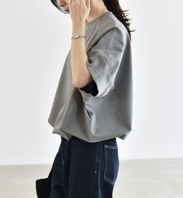 quaranciel「《一部追加予約》quaranciel:〈洗濯機可能〉ライト ポンチ ハーフスリーブ ドロスト ルーズ TEE」|Tシャツ・カットソー|