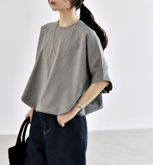 quaranciel「《一部追加予約》quaranciel:〈洗濯機可能〉ライト ポンチ ハーフスリーブ ドロスト ルーズ TEE」|Tシャツ・カットソー|