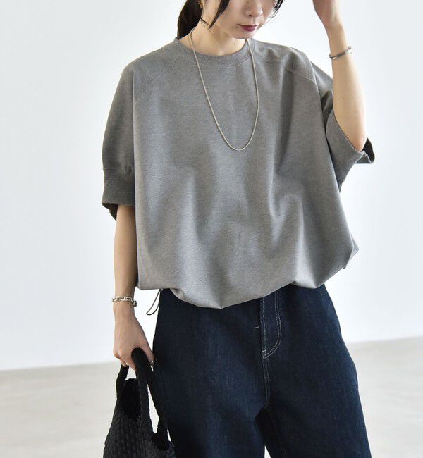 quaranciel「《一部追加予約》quaranciel:〈洗濯機可能〉ライト ポンチ ハーフスリーブ ドロスト ルーズ TEE」|Tシャツ・カットソー|