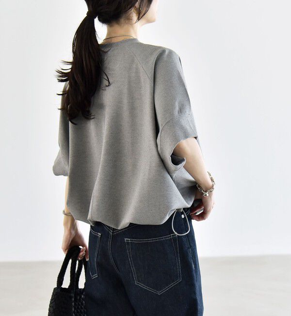 quaranciel「《一部追加予約》quaranciel:〈洗濯機可能〉ライト ポンチ ハーフスリーブ ドロスト ルーズ TEE」|Tシャツ・カットソー|