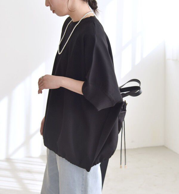 quaranciel「《一部追加予約》quaranciel:〈洗濯機可能〉ライト ポンチ ハーフスリーブ ドロスト ルーズ TEE」|Tシャツ・カットソー|