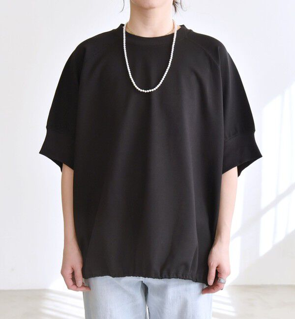 quaranciel「《一部追加予約》quaranciel:〈洗濯機可能〉ライト ポンチ ハーフスリーブ ドロスト ルーズ TEE」|Tシャツ・カットソー|