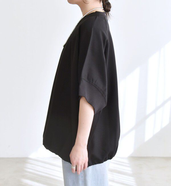 quaranciel「《一部追加予約》quaranciel:〈洗濯機可能〉ライト ポンチ ハーフスリーブ ドロスト ルーズ TEE」|Tシャツ・カットソー|