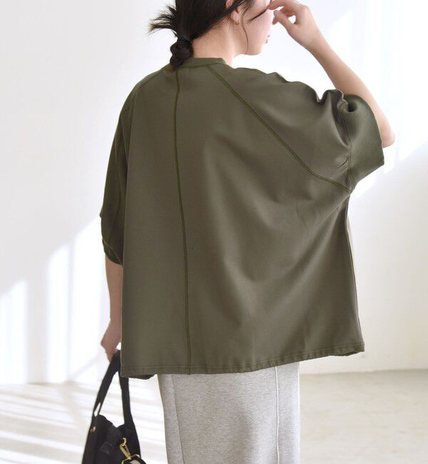 quaranciel「《一部追加予約》quaranciel:〈洗濯機可能〉ライト ポンチ ハーフスリーブ ドロスト ルーズ TEE」|Tシャツ・カットソー|