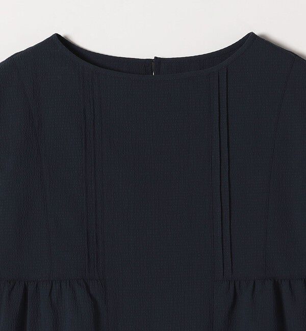 quaranciel「quaranciel:〈洗濯機可能〉ミニサッカー タックギャザー フレンチスリーブ ブラウス」|シャツ・ブラウス|