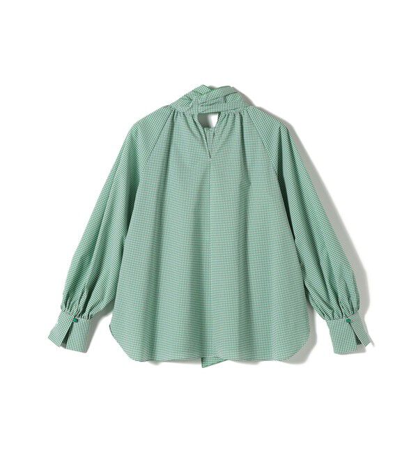 SHIPS for women「SHIPS Primary Navy Label:ストレッチ ギンガム ボウタイ ブラウス」|シャツ・ブラウス|