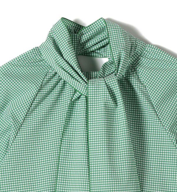 SHIPS for women「SHIPS Primary Navy Label:ストレッチ ギンガム ボウタイ ブラウス」|シャツ・ブラウス|
