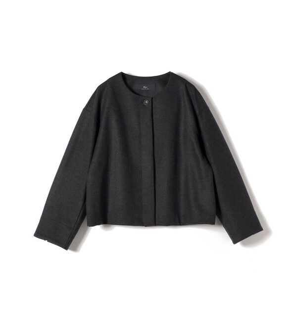 SHIPS for women「SHIPS Primary Navy Label:ウール ジャージー ノーカラー ジャケット」|ノーカラージャケット|ダークグレー
