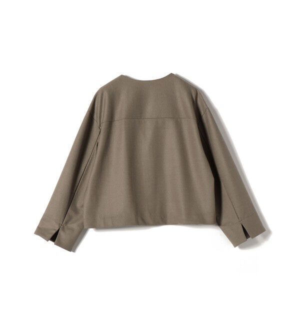 SHIPS for women「SHIPS Primary Navy Label:ウール ジャージー ノーカラー ジャケット」|ノーカラージャケット|