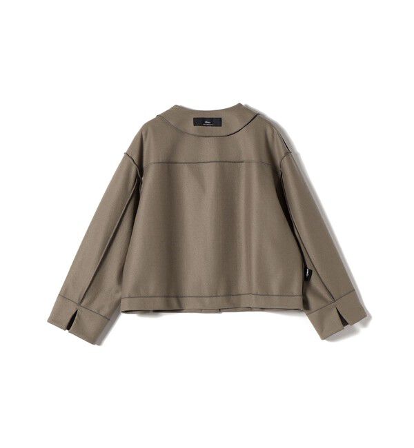 SHIPS for women「SHIPS Primary Navy Label:ウール ジャージー ノーカラー ジャケット」|ノーカラージャケット|