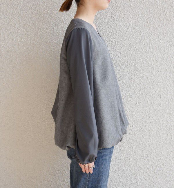 quaranciel「quaranciel:〈洗濯機可能〉Vネック ブラウス & Iライン スカート セットアップ」|ワンピース|