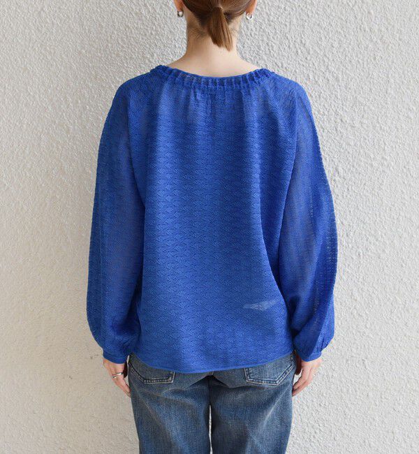 quaranciel「quaranciel:〈手洗い可能〉レース ジャカード ギャザー リボン プルオーバー」|シャツ・ブラウス|