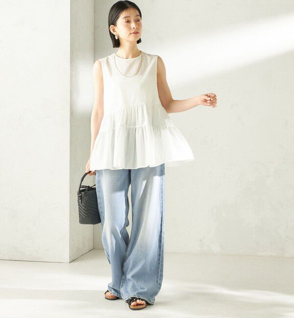 SHIPS for women「〈接触冷感 / 撥水加工〉TEXBRID(R) タフタ ノースリーブ ブラウス」|シャツ・ブラウス|