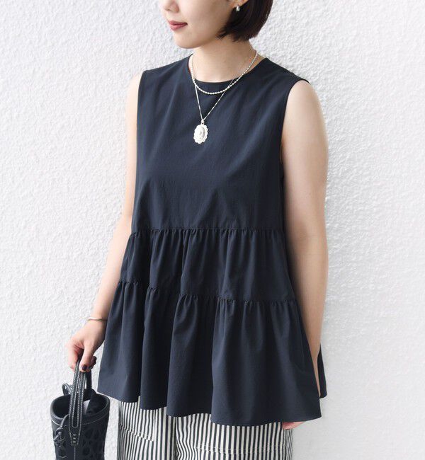 SHIPS for women「〈接触冷感 / 撥水加工〉TEXBRID(R) タフタ ノースリーブ ブラウス」|シャツ・ブラウス|