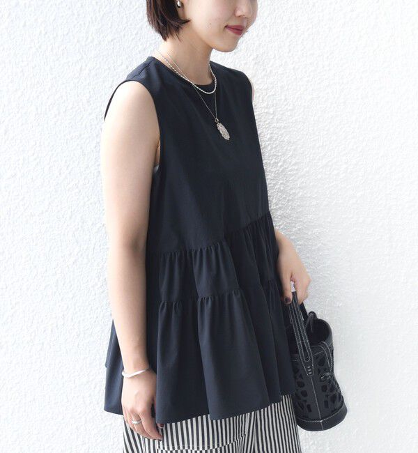 SHIPS for women「〈接触冷感 / 撥水加工〉TEXBRID(R) タフタ ノースリーブ ブラウス」|シャツ・ブラウス|