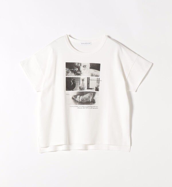 quaranciel「quaranciel:〈接触冷感/汗染み防止加工/洗濯機可能〉CAT プリント TEE」|Tシャツ・カットソー|
