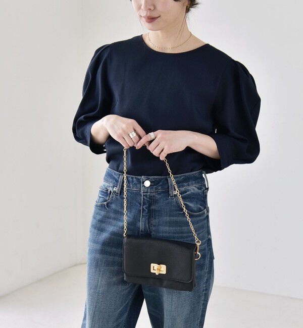 quaranciel「quaranciel:〈洗濯機可能〉リネンライク パフスリーブ クルーネック ブラウス」|シャツ・ブラウス|