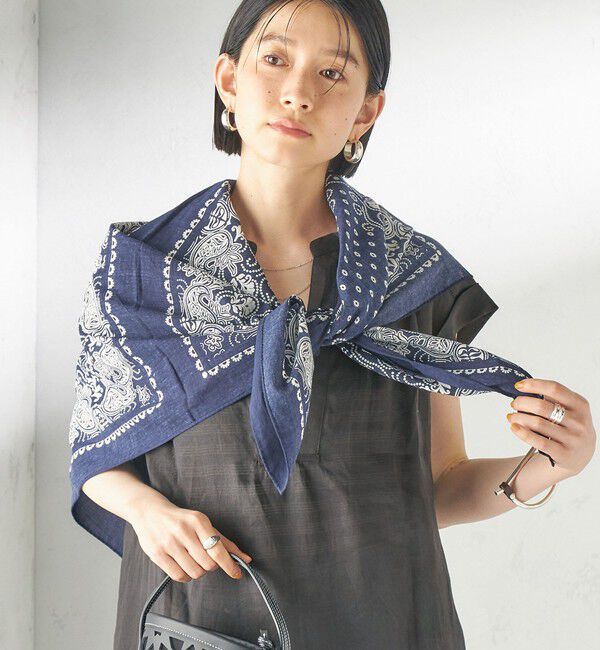 SHIPS for women「ドッキング ペイズリー スカーフ 100&times;100」|バンダナ・スカーフ|