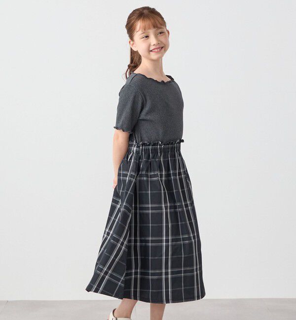 SHIPS any「SHIPS any: チェック柄 ドッキング ワンピース<KIDS>」|ワンピース|ブラック