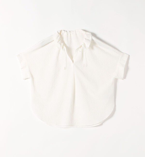 quaranciel「quaranciel:〈手洗い可能〉サッカー ドロストカラー スキッパー シャツ ブラウス」|シャツ・ブラウス|