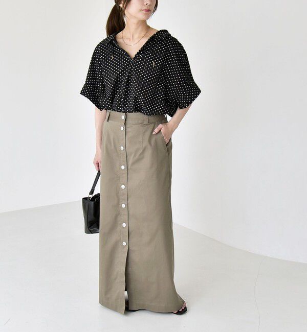 quaranciel「quaranciel:〈手洗い可能〉サッカー ドロストカラー スキッパー シャツ ブラウス」|シャツ・ブラウス|