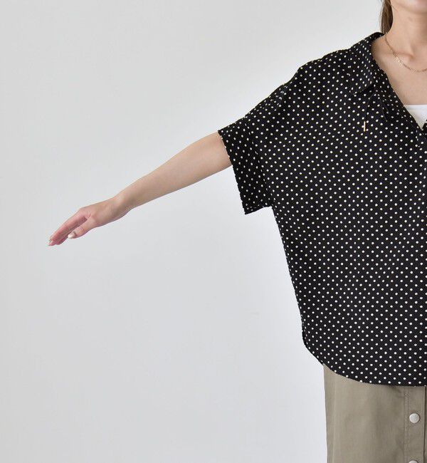 quaranciel「quaranciel:〈手洗い可能〉サッカー ドロストカラー スキッパー シャツ ブラウス」|シャツ・ブラウス|
