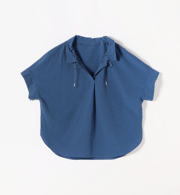 quaranciel「quaranciel:〈手洗い可能〉サッカー ドロストカラー スキッパー シャツ ブラウス」|シャツ・ブラウス|