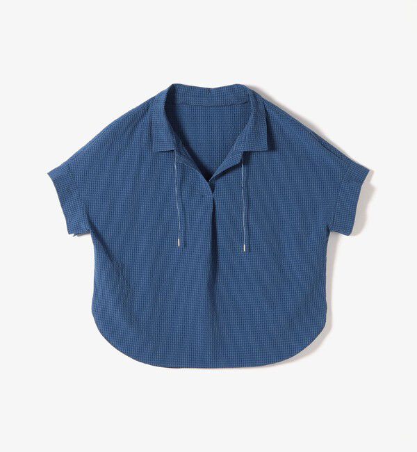 quaranciel「quaranciel:〈手洗い可能〉サッカー ドロストカラー スキッパー シャツ ブラウス」|シャツ・ブラウス|