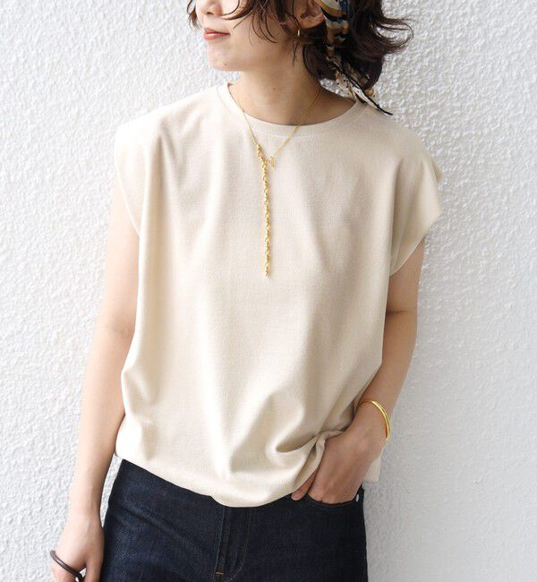 SHIPS for women「【実力派ベーシック】〈接触冷感/UVカット〉マイクロ パイル フレンチスリーブ プルオーバー」|Tシャツ・カットソー|