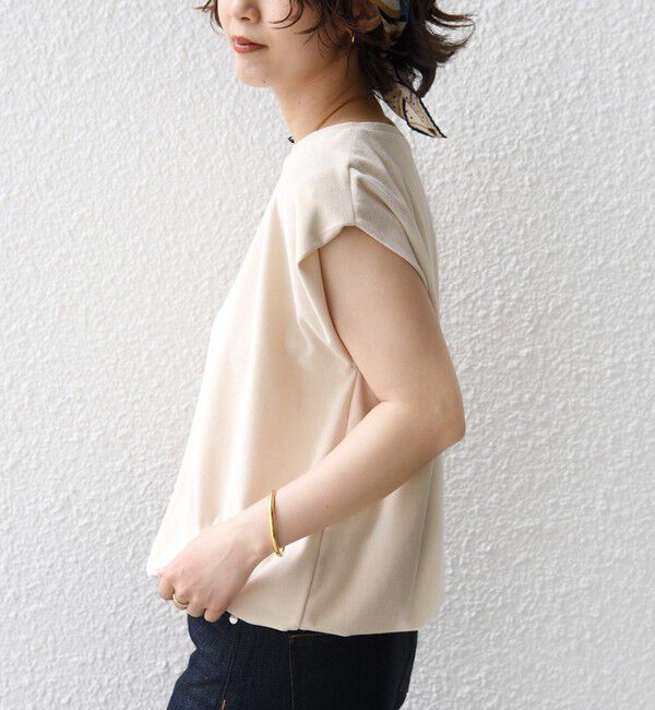SHIPS for women「【実力派ベーシック】〈接触冷感/UVカット〉マイクロ パイル フレンチスリーブ プルオーバー」|Tシャツ・カットソー|
