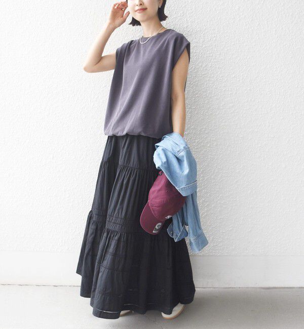 SHIPS for women「【実力派ベーシック】〈接触冷感/UVカット〉マイクロ パイル フレンチスリーブ プルオーバー」|Tシャツ・カットソー|