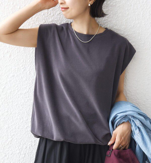 SHIPS for women「【実力派ベーシック】〈接触冷感/UVカット〉マイクロ パイル フレンチスリーブ プルオーバー」|Tシャツ・カットソー|