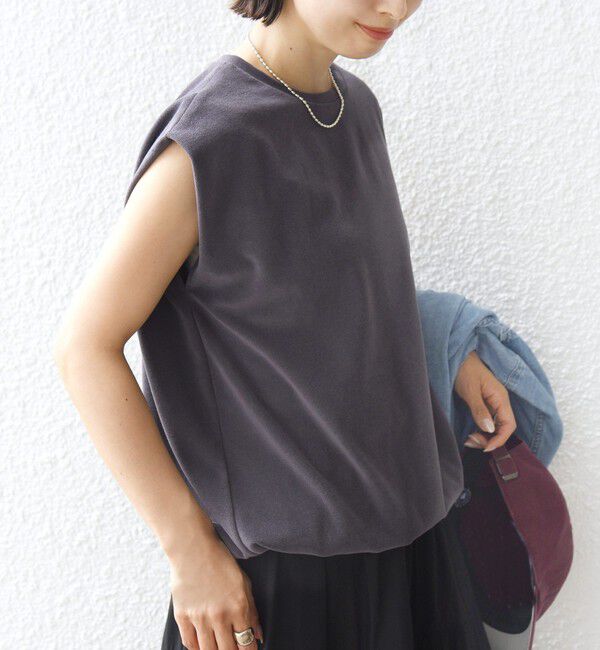 SHIPS for women「【実力派ベーシック】〈接触冷感/UVカット〉マイクロ パイル フレンチスリーブ プルオーバー」|Tシャツ・カットソー|