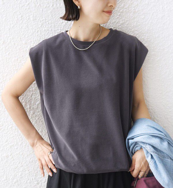 SHIPS for women「【実力派ベーシック】〈接触冷感/UVカット〉マイクロ パイル フレンチスリーブ プルオーバー」|Tシャツ・カットソー|