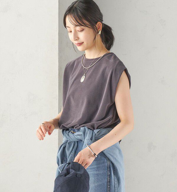 SHIPS for women「【実力派ベーシック】〈接触冷感/UVカット〉マイクロ パイル フレンチスリーブ プルオーバー」|Tシャツ・カットソー|