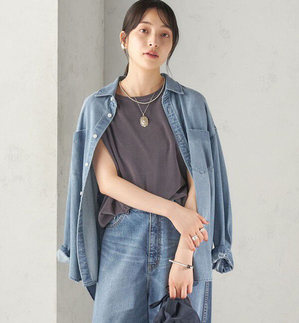 SHIPS for women「【実力派ベーシック】〈接触冷感/UVカット〉マイクロ パイル フレンチスリーブ プルオーバー」|Tシャツ・カットソー|