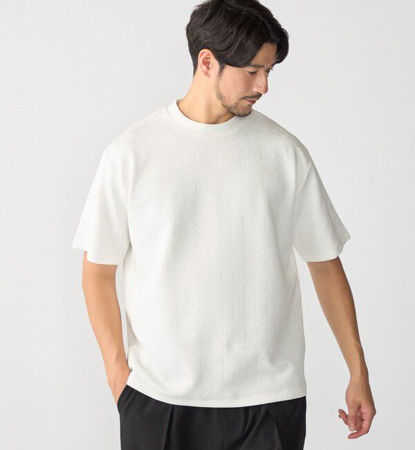 SHIPS「SHIPS: ハウンドトゥース 膨れ ジャカード ショートスリーブ Tシャツ」|Tシャツ・カットソー|