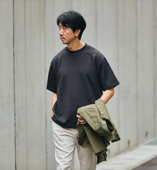 SHIPS「SHIPS: ハウンドトゥース 膨れ ジャカード ショートスリーブ Tシャツ」|Tシャツ・カットソー|