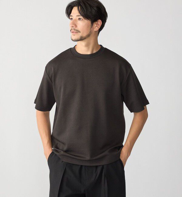 SHIPS「SHIPS: ハウンドトゥース 膨れ ジャカード ショートスリーブ Tシャツ」|Tシャツ・カットソー|