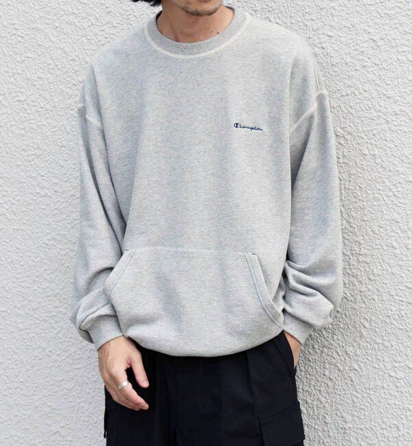 SHIPS any「【SHIPS any別注】Champion: ワンポイント ロゴ 刺繍 ステッチ リラックス スウェット◆」|スウェット・ジャージ|グレー