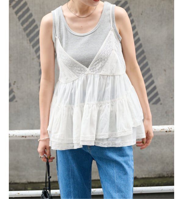 OUTDOOR PRODUCTS Usual Things「レースフリルキャミ」|シャツ・ブラウス|ホワイト