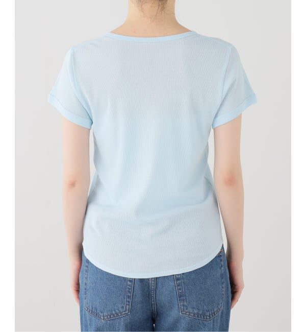 SLOBE IENA「クレープリブ ヘンリーネック5分袖 TEE」|Tシャツ・カットソー|