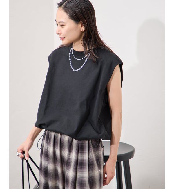 JOURNAL STANDARD「《追加2》シャーリングノースリーブＴシャツ」|Tシャツ・カットソー|ブラック