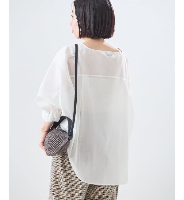journal standard L'essage「《追加2》オーガンジーニュアンスノーカラーシャツ」|シャツ・ブラウス|