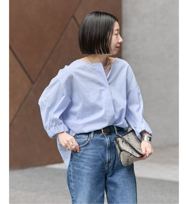 journal standard L'essage「《追加2》オーガンジーニュアンスノーカラーシャツ」|シャツ・ブラウス|
